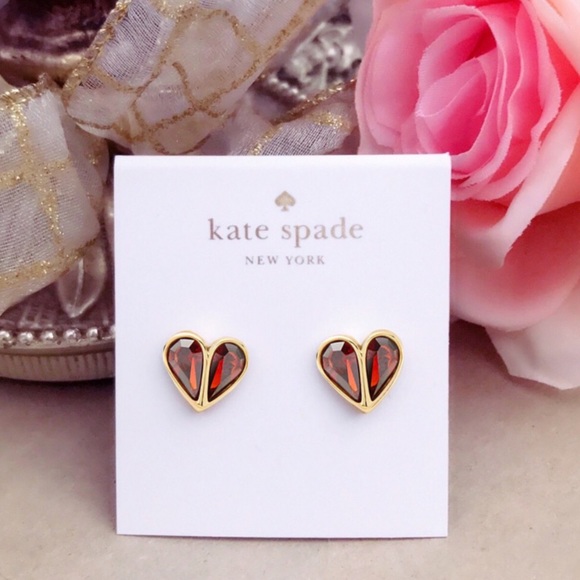 KATE SPADE • Rock Solid Crystal Red Heart Earrings